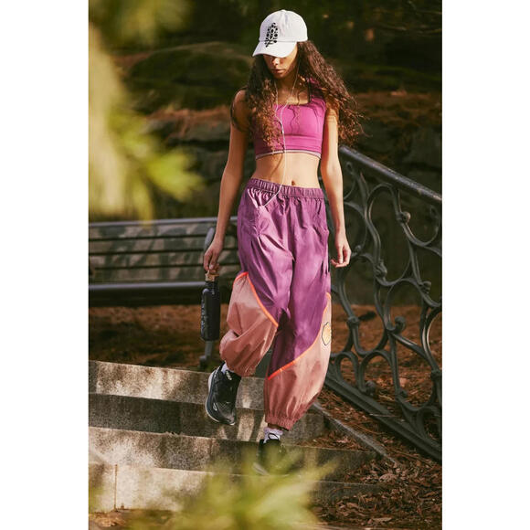 $98 FREE PEOPLE FP MOVEMENT WOMEN'S FREE THROW PANTS MAUVE PINK SIZE L - Picture 4 of 6